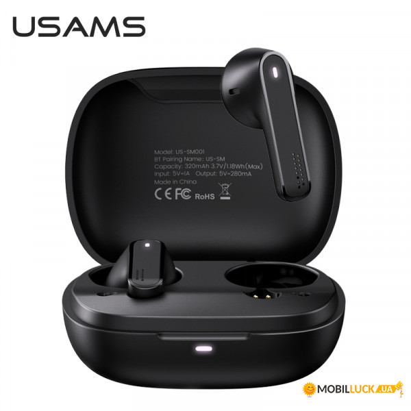  Bluetooth Usams US-SM001 TWS Black (26062)