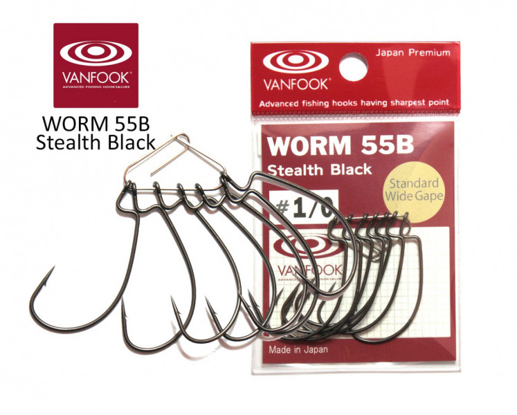  Vanfook  WORM55B Stealth Black 4/0 5 