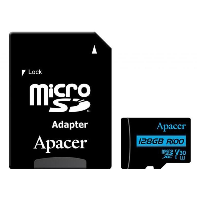   MicroSDXC 128GB UHS-I U3 Class 10 Apacer + Adapter SD (AP128GMCSX10U7-R)