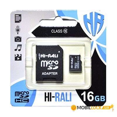   MicroSDHC 16GB UHS-I Class 10 Hi-Rali + Adapter SD (HI-16GBSD10U1-01)