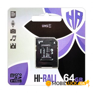   MicroSDXC 64GB Class 10 Hi-Rali + SD-adapter (HI-64GBSDCL10-01)