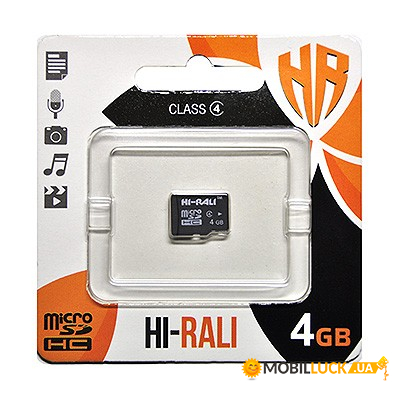  ' Hi-Rali MicroSDHC 4GB Class 4 (HI-4GBSDCL4-00)