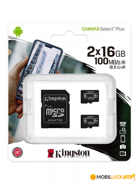   MicroSDHC 216GB UHS-I Class 10 Kingston Canvas Select Plus R100MB/s + Adapter SD