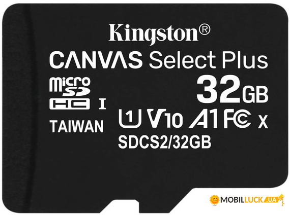   MicroSDHC 32GB UHS-I Class 10 Kingston Canvas Select Plus R100MB/s (SDCS2/32GBSP)