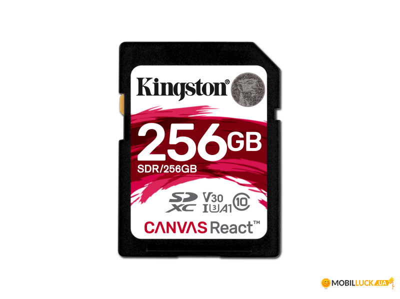   SDXC 256GB UHS-I U3 Class 10 Kingston Canvas React R100/W80MB/s (SDR/256GB)