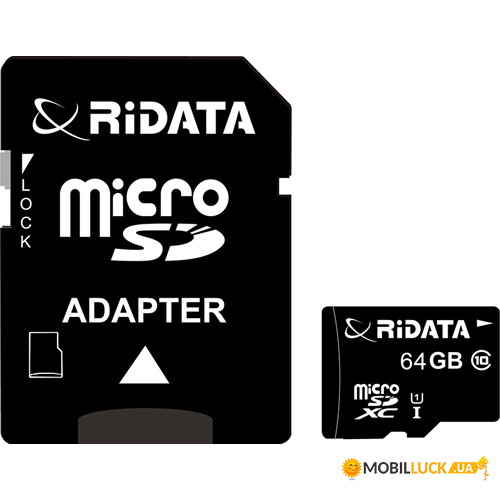   RiDATA 64GB microSDXC Class 10 UHS-I + SD  (FF964426) (WY36dnd-173905)