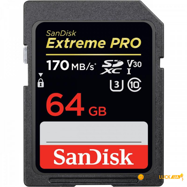   SDXC 64GB UHS-I U3 Class 10 SanDisk Extreme Pro R170/W90MB/s (SDSDXXY-064G-GN4IN)