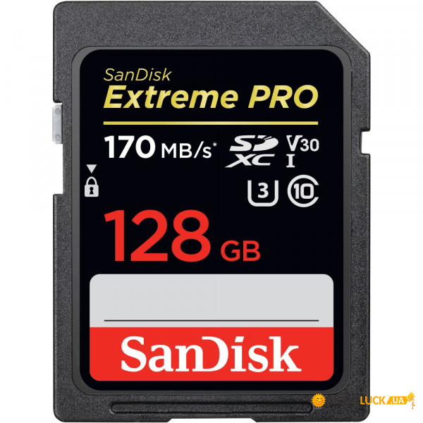   SDXC 128GB UHS-I U3 Class 10 SanDisk Extreme Pro R170/W90MB/s (SDSDXXY-128G-GN4IN)