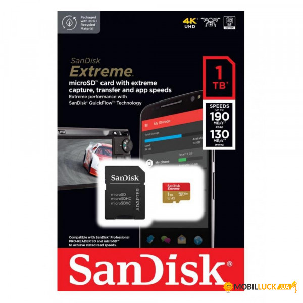   SanDisk 1TB microSDXC UHS-I U3 V30 A2 Extreme (SDSQXAV-1T00-GN6MA)