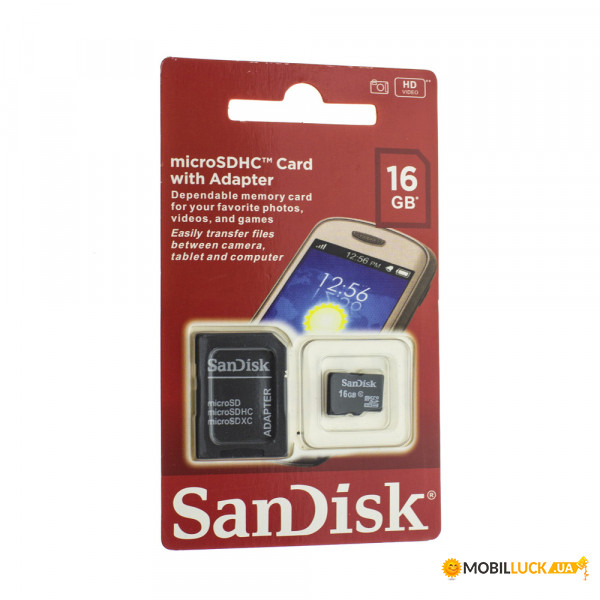   microSD SanDisk 16Gb Class 10 / SD adapter