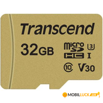   Transcend 32GB microSDHC class 10 UHS-I U3 V30 (TS32GUSD500S) (WY36dnd-232242)