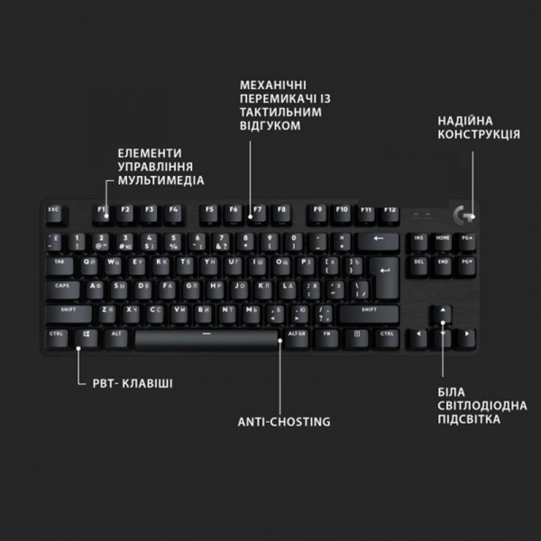  Logitech G413 TKL SE Corded Mechanical Gaming Keyboard Black (920-010446)