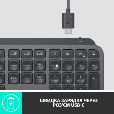 Logitech MX Keys Advanced for Business Wireless Illuminated UA Graphite (920-010251)