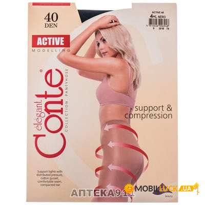   Conte Elegant ACTIVE 40 den 4 Nero