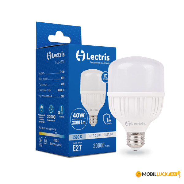  LED Lectris T120 40W 6500K 220V E27