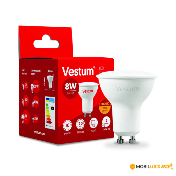  Vestum LED MR16 8W 3000K 220V GU10