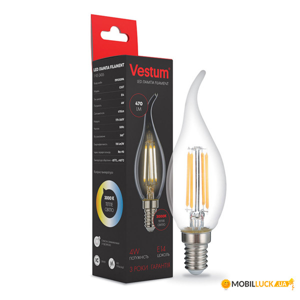   Vestum LED C35T E14 4W 220V 3000K