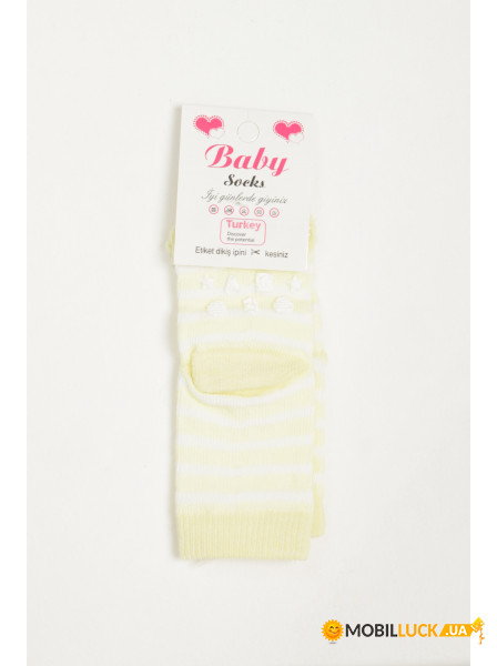  Baby Socks 0-12 mon ,  (KV-0007Y_Yellow-white)