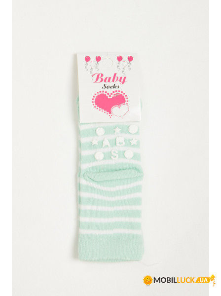  Baby Socks 0-12 mon ,  (KV-0007G_Green-white)