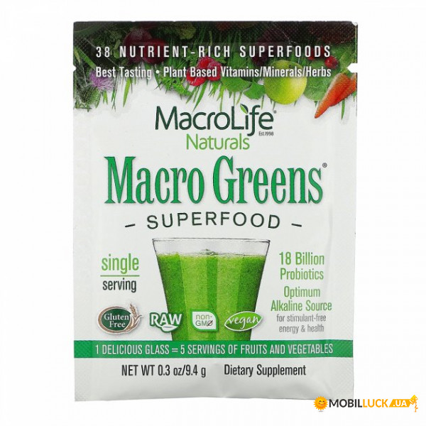 -, , Macro Greens, Superfood, Macrolife Naturals, 9,4  (MGI-00101)