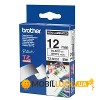  Brother 12mm white, Print black (TZEN231)