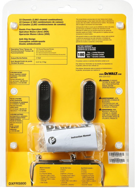  2  DeWalt Heavy Duty Walkie-Talkie DXFRS800