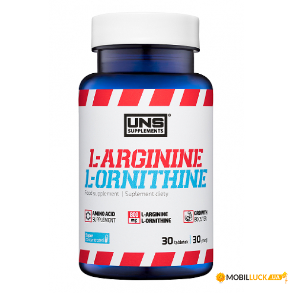   UNS L-Arginine and L-Ornithine - 30tabs 100-93-4859594-20