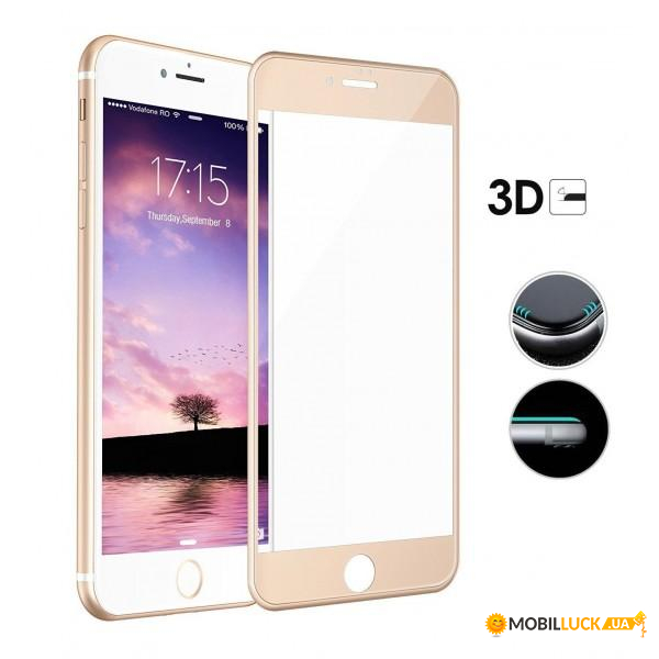  c TTech Full Cover 3D Series 9H iPhone 7/8 Gold (BS-000045804)