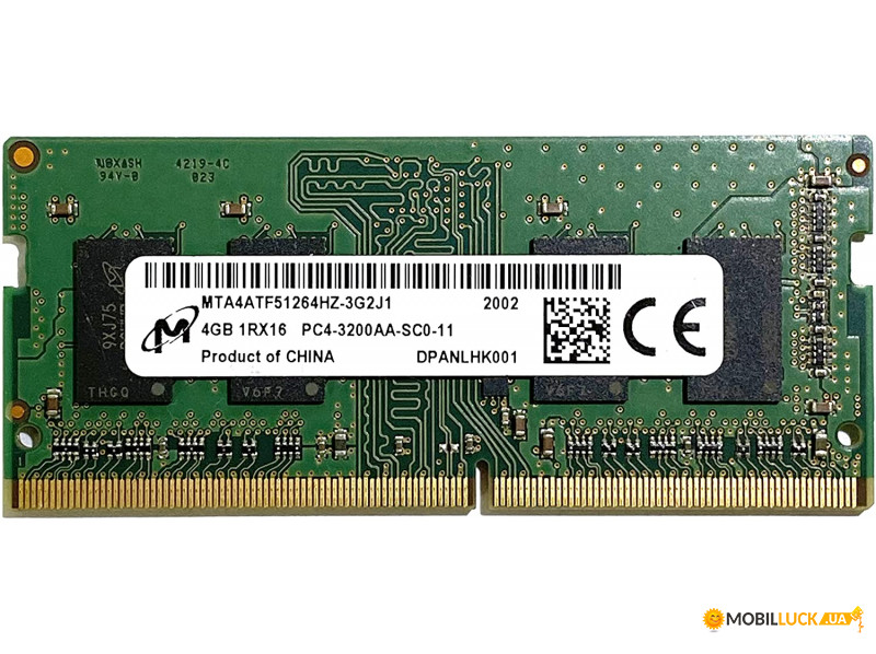  Micron 4Gb SO-DIMM DDR4 3200 MHz (MTA4ATF51264HZ-3G2J1)