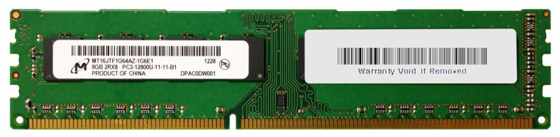   Micron (DIMM, DDR3, 8Gb, 1600MHz, MT16JTF1G64AZ-1G6E1)