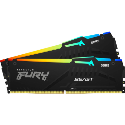     DDR5 64GB (2x32GB) 4800 MHz FURY Beast RGB Kingston Fury (ex.HyperX) (KF548C38BBAK2-64)