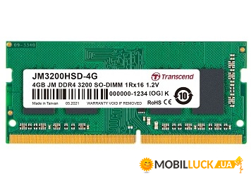    Transcend DDR4 3200 4GB SO-DIMM (JM3200HSD-4G)