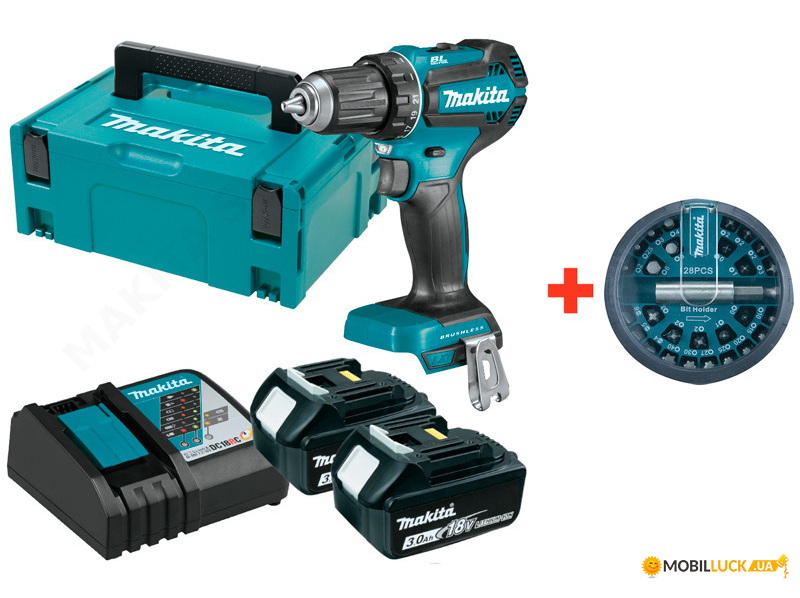  - Makita DDF485RFJ + 2  18 V 3 Ah + / + MakPac +   (DDF485RFJX)