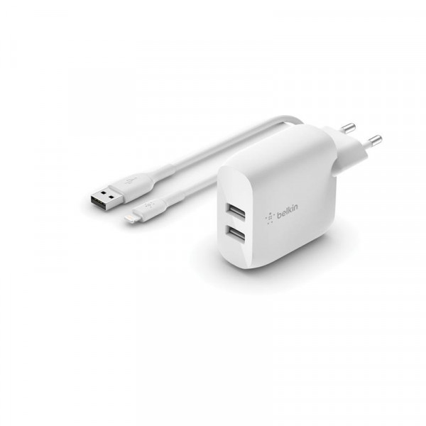   Belkin Home Charger 24W DUAL USB 2.4A, Lightning 1m, white (WCD001VF1MWH)