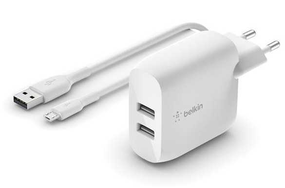   Belkin Home Charger (24W) DUAL USB 2.4A, USB-C 1m, white (WCE001VF1MWH)