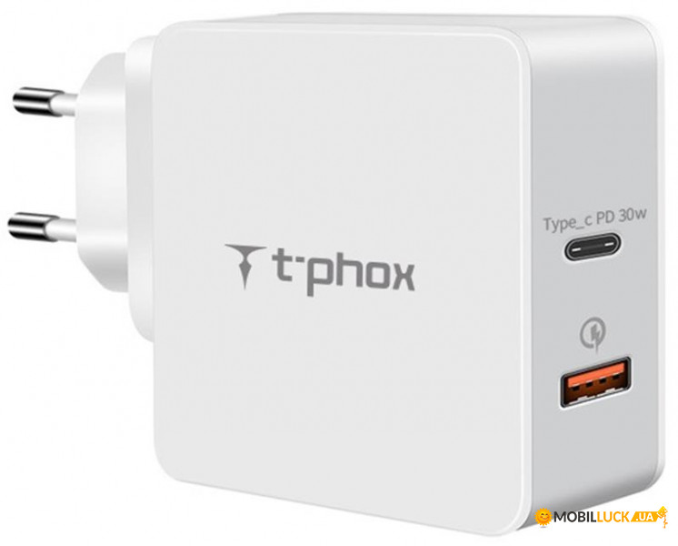    T-phox Type-C PD 30 + QC 3.0 18 (2USB3A) White (Apace Wall 48W (W))