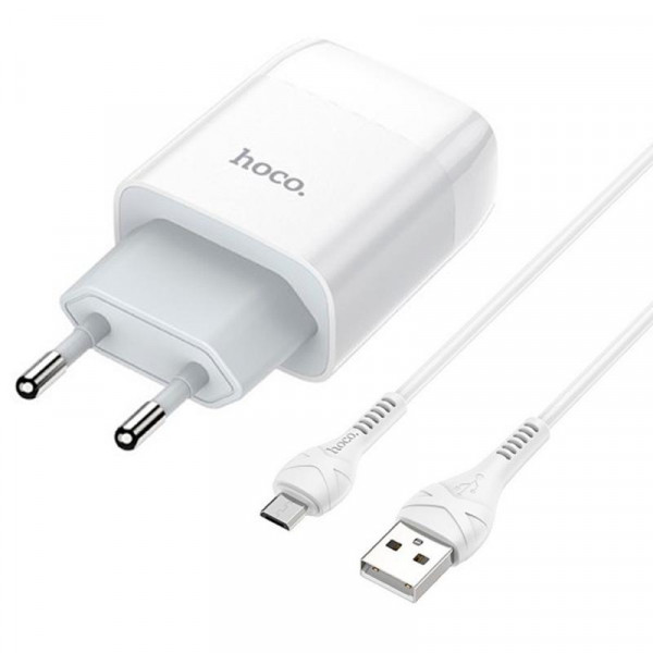    1USB Hoco C72A QC 3.0 + Cable MicroUSB 2.1A White