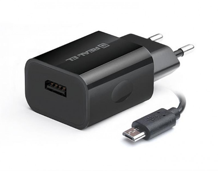    REAL-EL CH-215 2USB 2.1A Black + cable MicroUSB