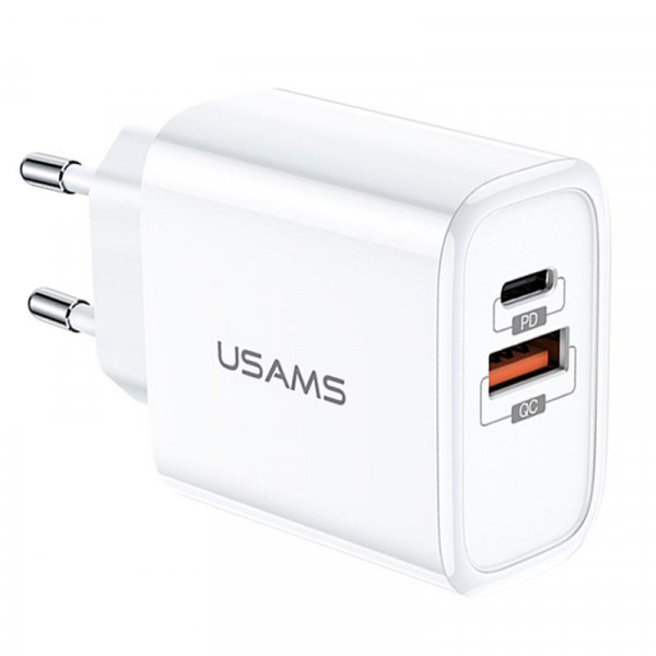   1USB Usams T15 QC3.0 Type-C 3.2A White US-CC070