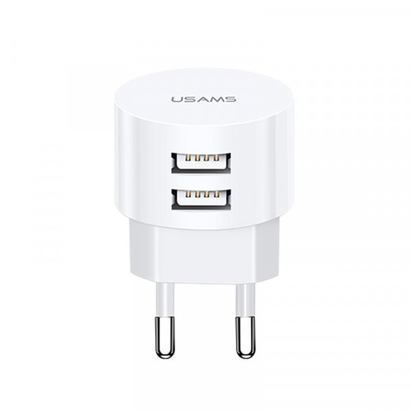    2USB Usams T20 2.1A White + cable USB-Lightning-MicroUSB-Type-C U35