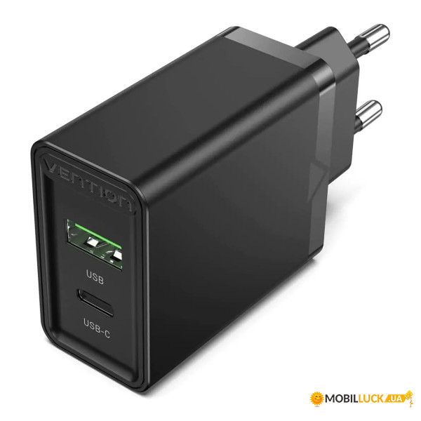    Vention USB Type C + QC4.0 (20W) Black (FADB0-EU)