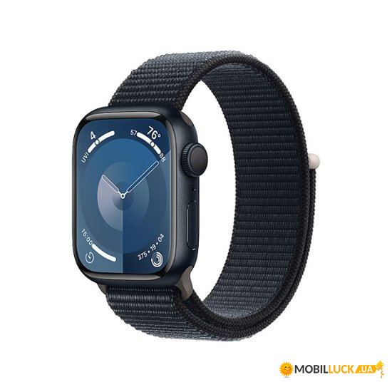 - Apple Watch Series 9 GPS 41mm Midnight Aluminum Case w. Midnight Sport Loop (MR8Y3)