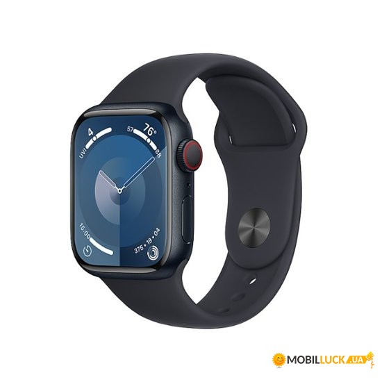 - Apple Watch Series 9 GPS + Cellular 41mm Midnight Alu. Case w. Midnight Sport Band - S/M (MRHR3)