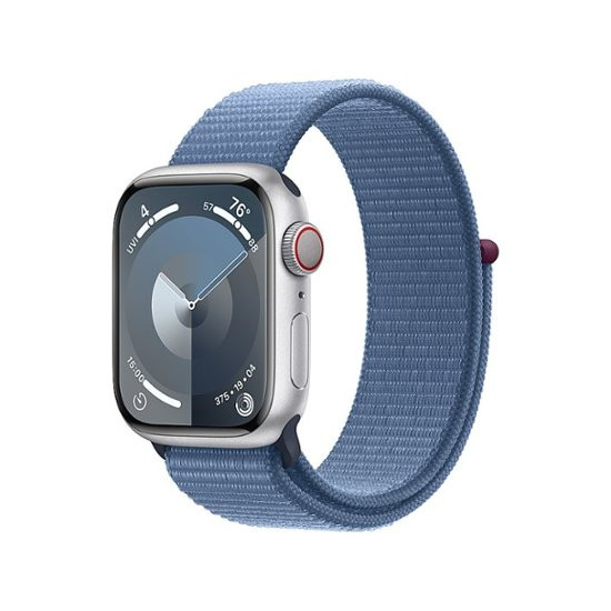 - Apple Watch Series 9 GPS + Cellular 41mmSilver Aluminum Case w. Winter Blue Sport Band (MRHX3)