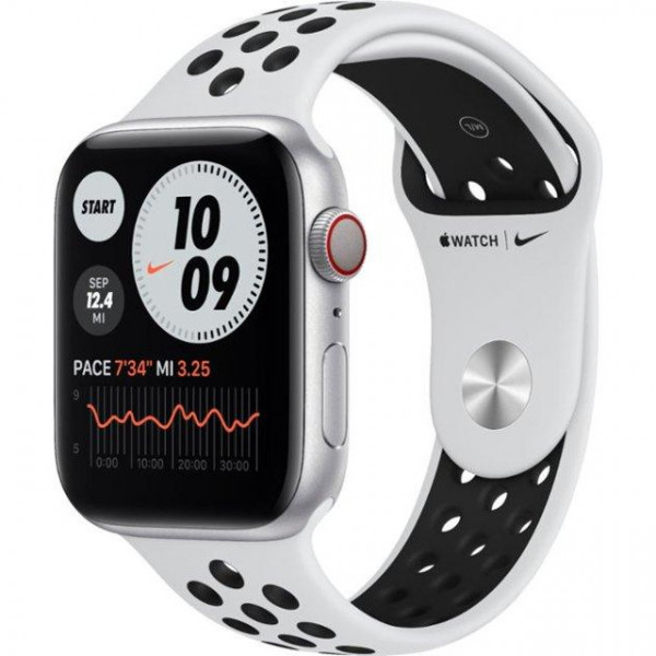 �����-���� Apple Watch Nike Series 6 GPS + Cellular 44mm Silver Alu Case w. Pure Platinum/Black Sport B. (MG2G3)