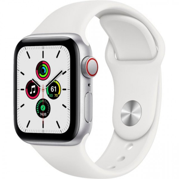 �����-���� Apple Watch SE GPS + Cellular LTE 40mm Silver Aluminum Case with White Sport B. (MYE82)