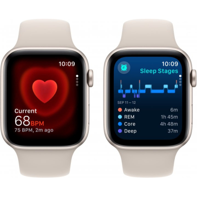 �����-���� Apple Watch SE 2023 GPS 44mm Starlight Aluminium Case with Starlight Sport Band - M/L (MRE53QP/A)