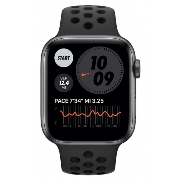 �����-���� Apple Watch SE 44mm Space Grey / Aluminium Case UA Anthracite / Black Nike Sport Band (MYYK2)