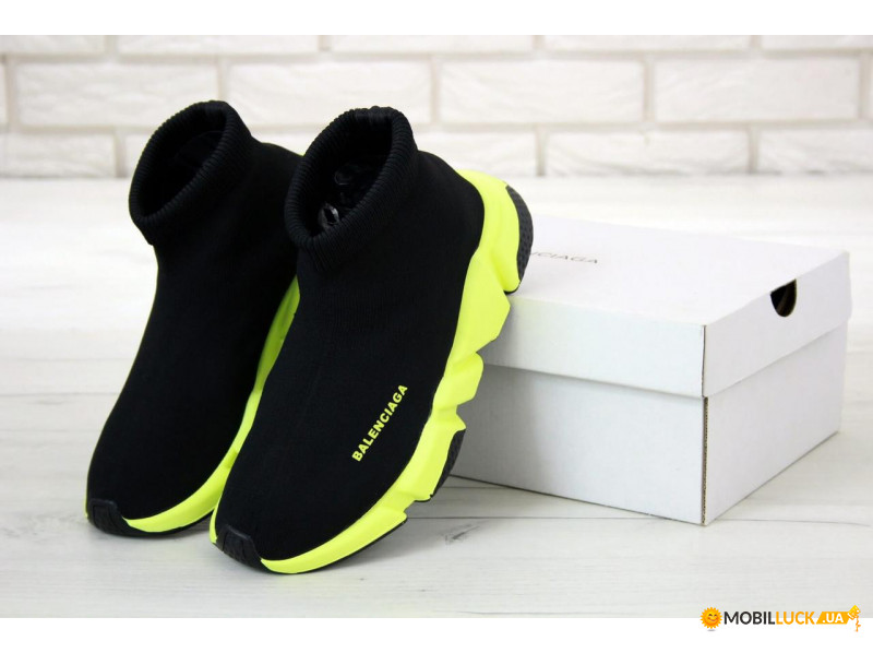  Balenciaga Speed Trainer Black Yellow (  - ) 42