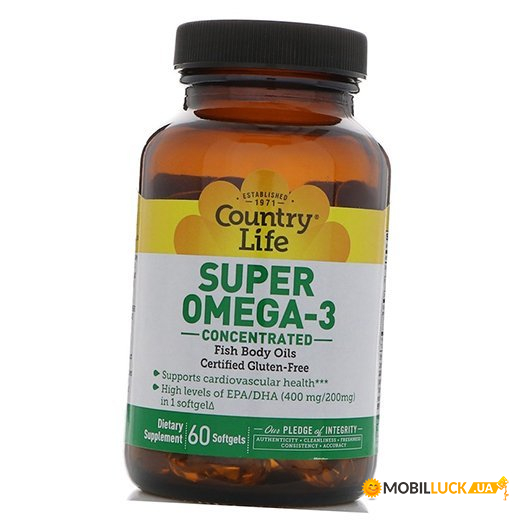   Country Life Super Omega-3 Concentrated 60  (67124005)